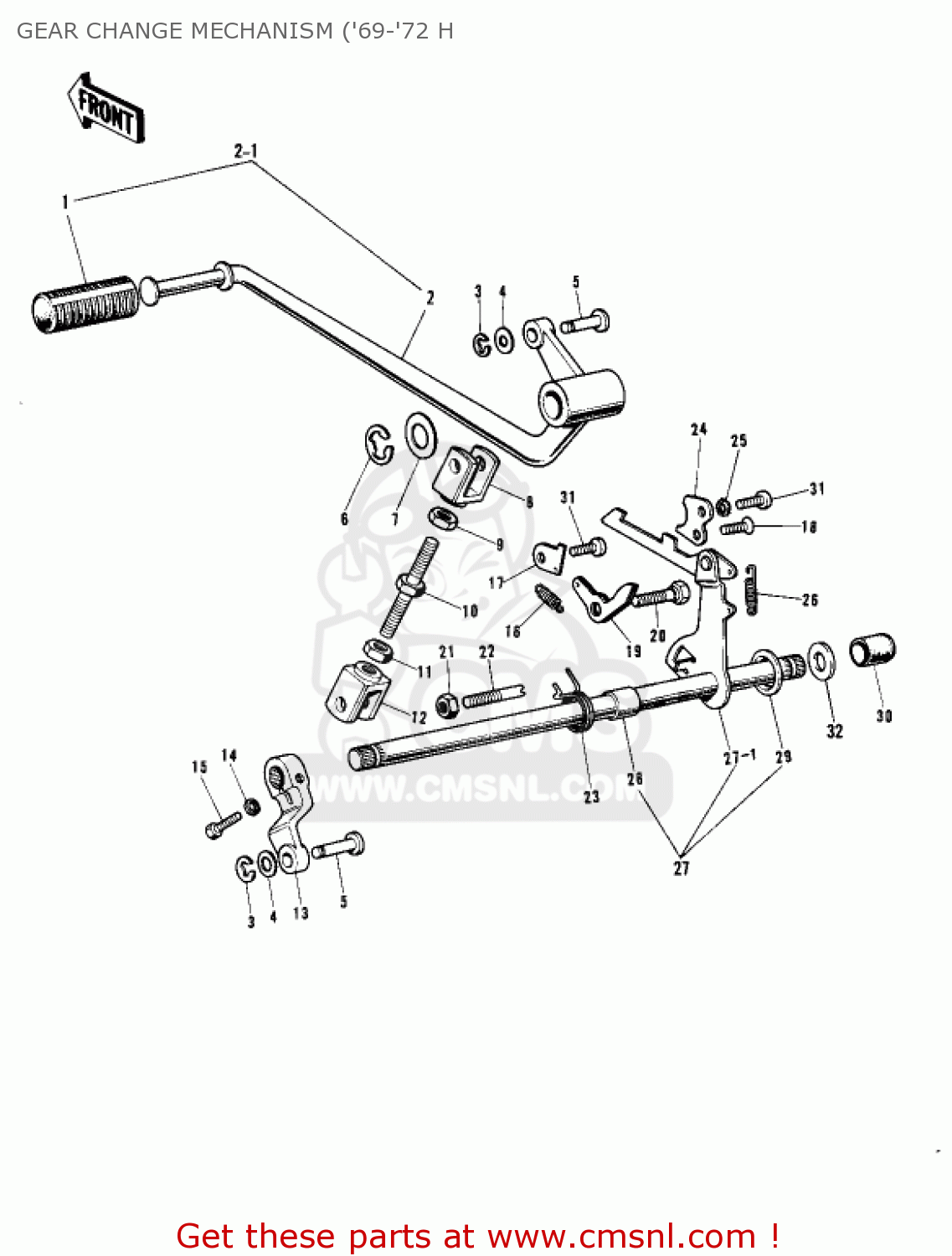 GEAR CHANGE MECHANISM ('69-'72 H H1F 1975 CANADA
