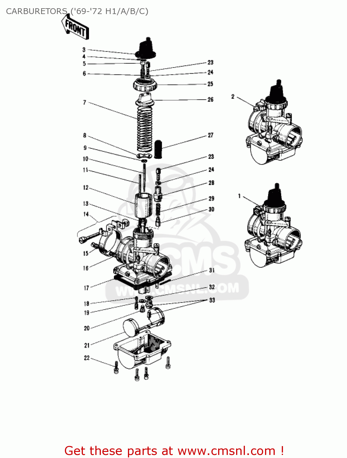 CARBURETORS ('69-'72 H1/A/B/C) H1F 1975 CANADA