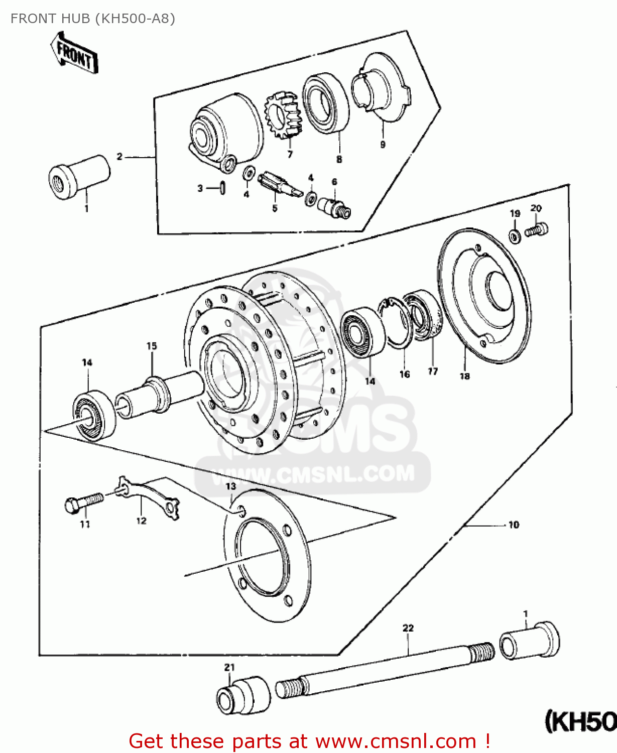 FRONT HUB (KH500-A8) H1F 1975 CANADA