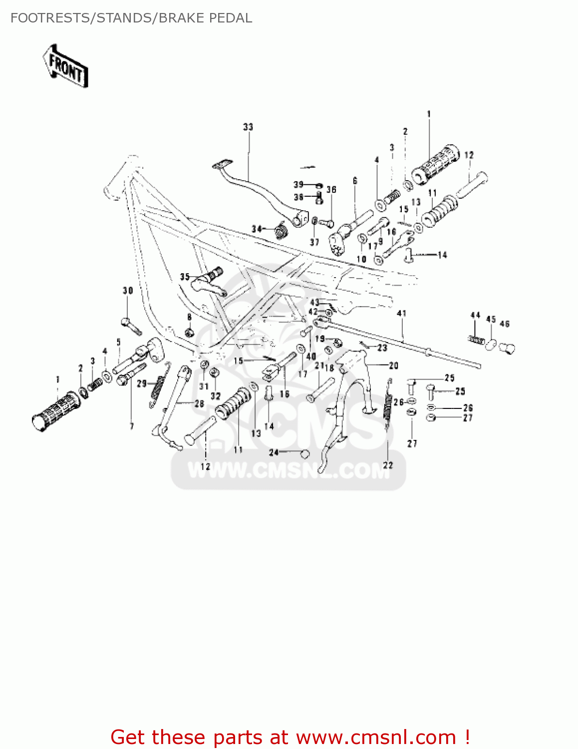 FOOTRESTS/STANDS/BRAKE PEDAL H2 MACH IV 1972 CANADA