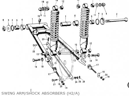 SWING ARM/SHOCK ABSORBERS (H2/A) - H2A MACH IV 1973 CANADA