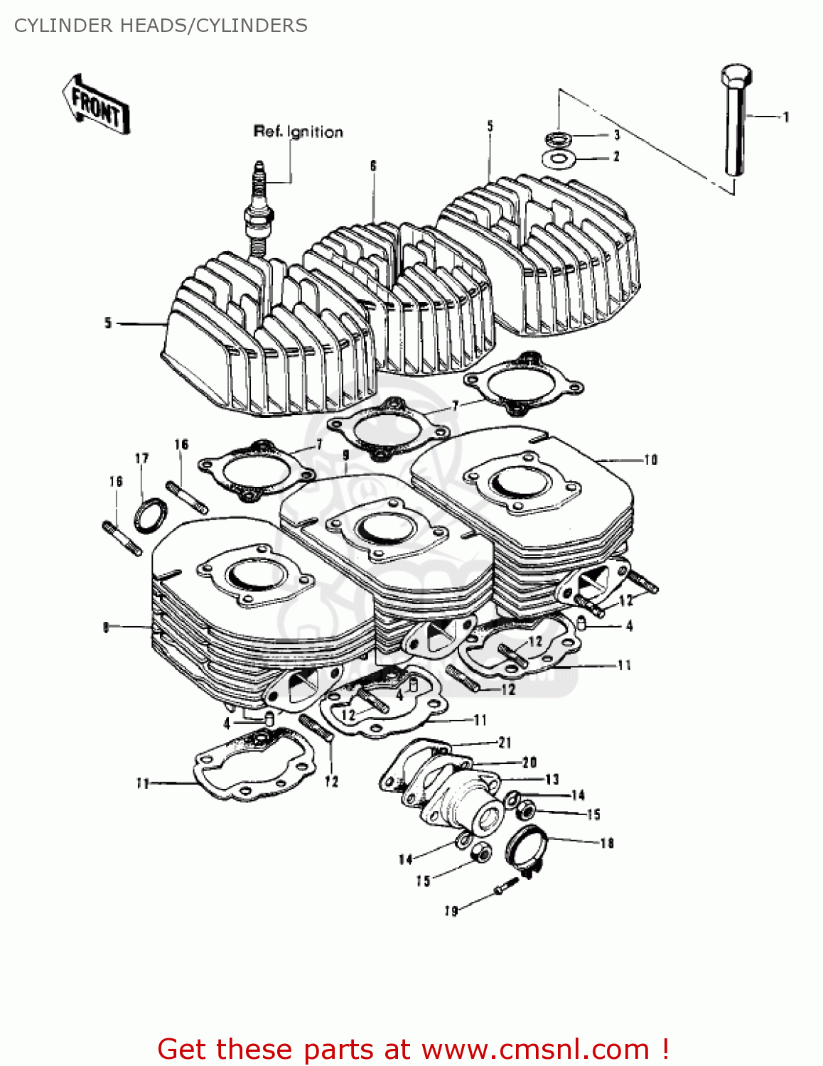 Kawasaki H2B MACH IV 1974 CANADA CYLINDER HEADS/CYLINDERS buy