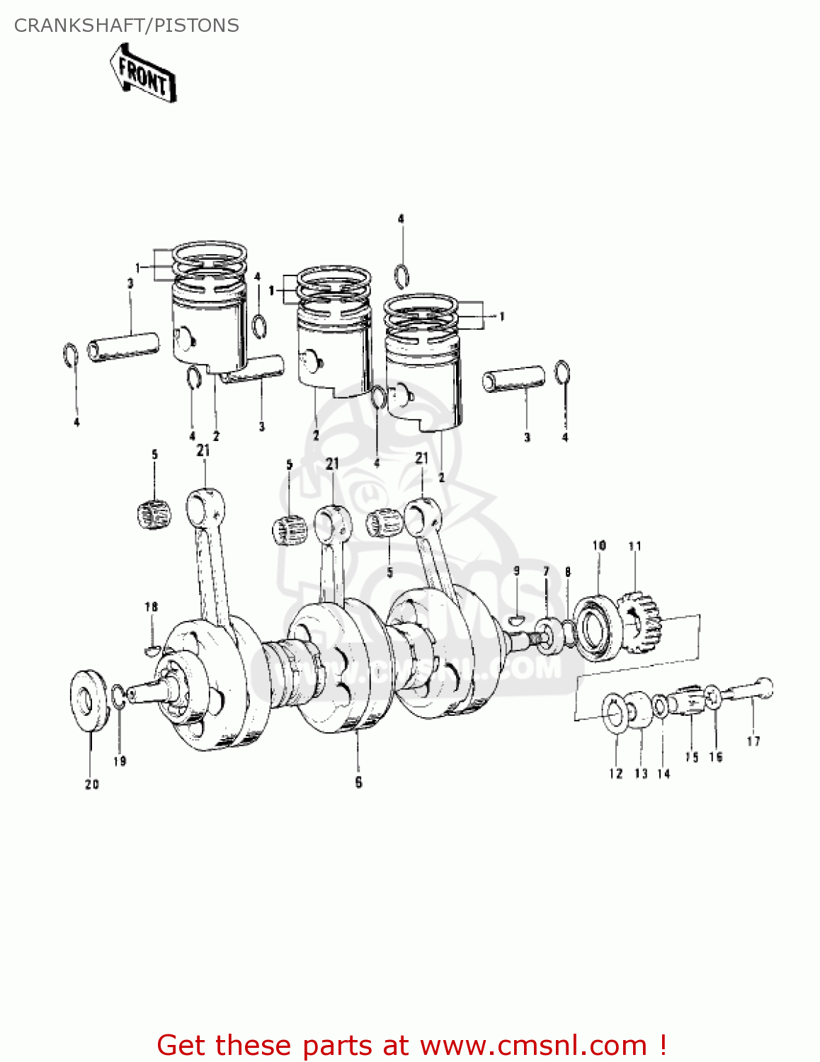 CRANKSHAFT/PISTONS H2B MACH IV 1974 CANADA