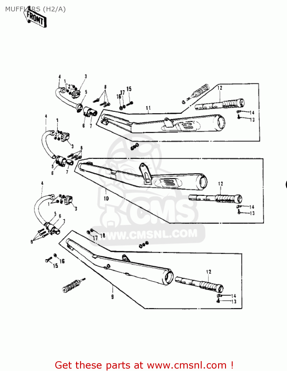 MUFFLERS (H2/A) H2B MACH IV 1974 CANADA