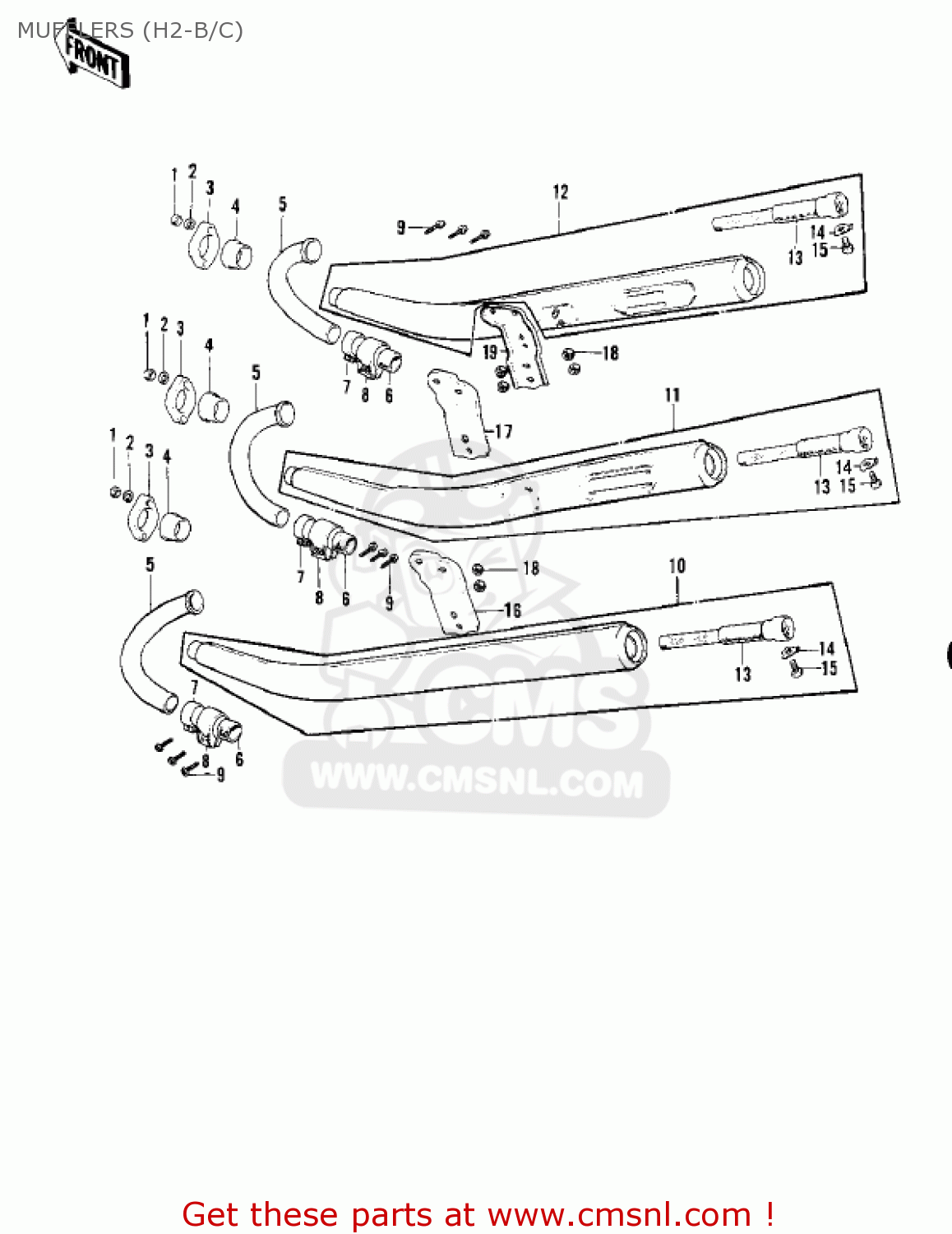 MUFFLERS (H2-B/C) H2B MACH IV 1974 CANADA