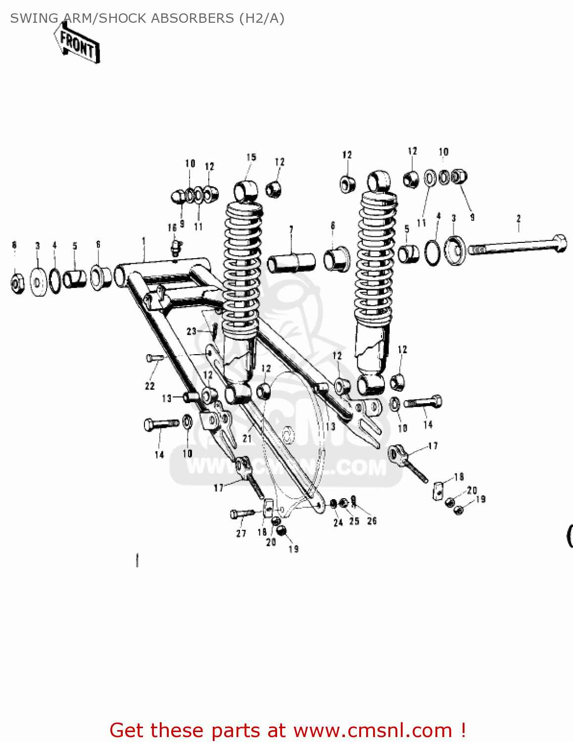 SWING ARM/SHOCK ABSORBERS (H2/A) H2B MACH IV 1974 CANADA