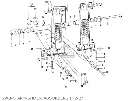 SWING ARM/SHOCK ABSORBERS (H2-B/ - H2B MACH IV 1974 CANADA