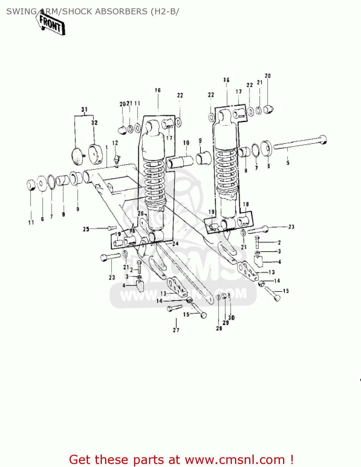 SWING ARM/SHOCK ABSORBERS (H2-B/ H2C MACH IV 1975 CANADA