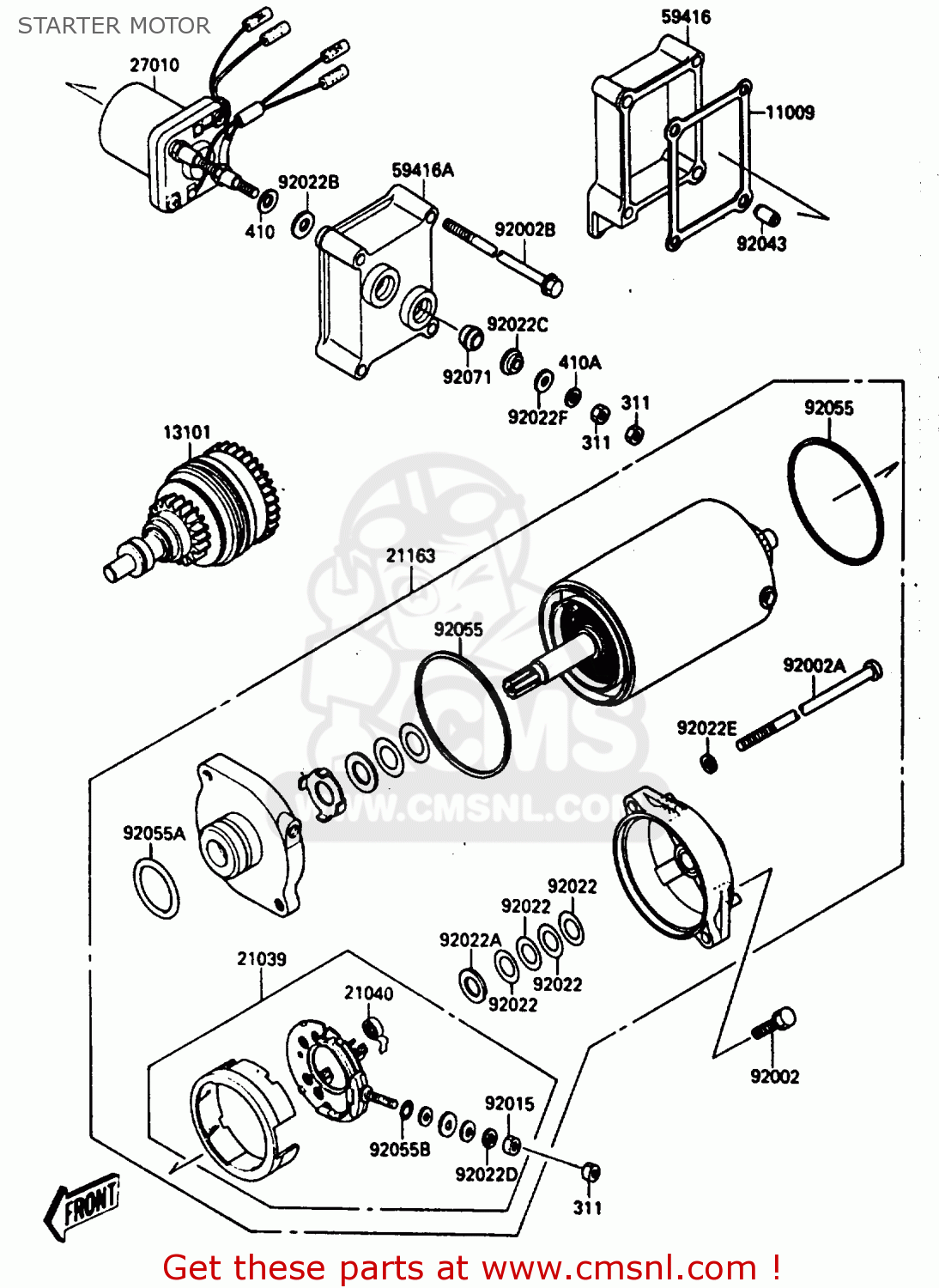 Kawasaki JF650-A2 JETSKIX2 1987 UNITED KINGDOM FR AL IT STARTER MOTOR