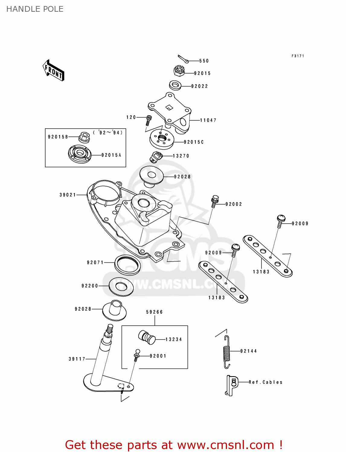 Kawasaki JH750-A3 JETSKISS 1994 USA CANADA HANDLE POLE - buy original ...