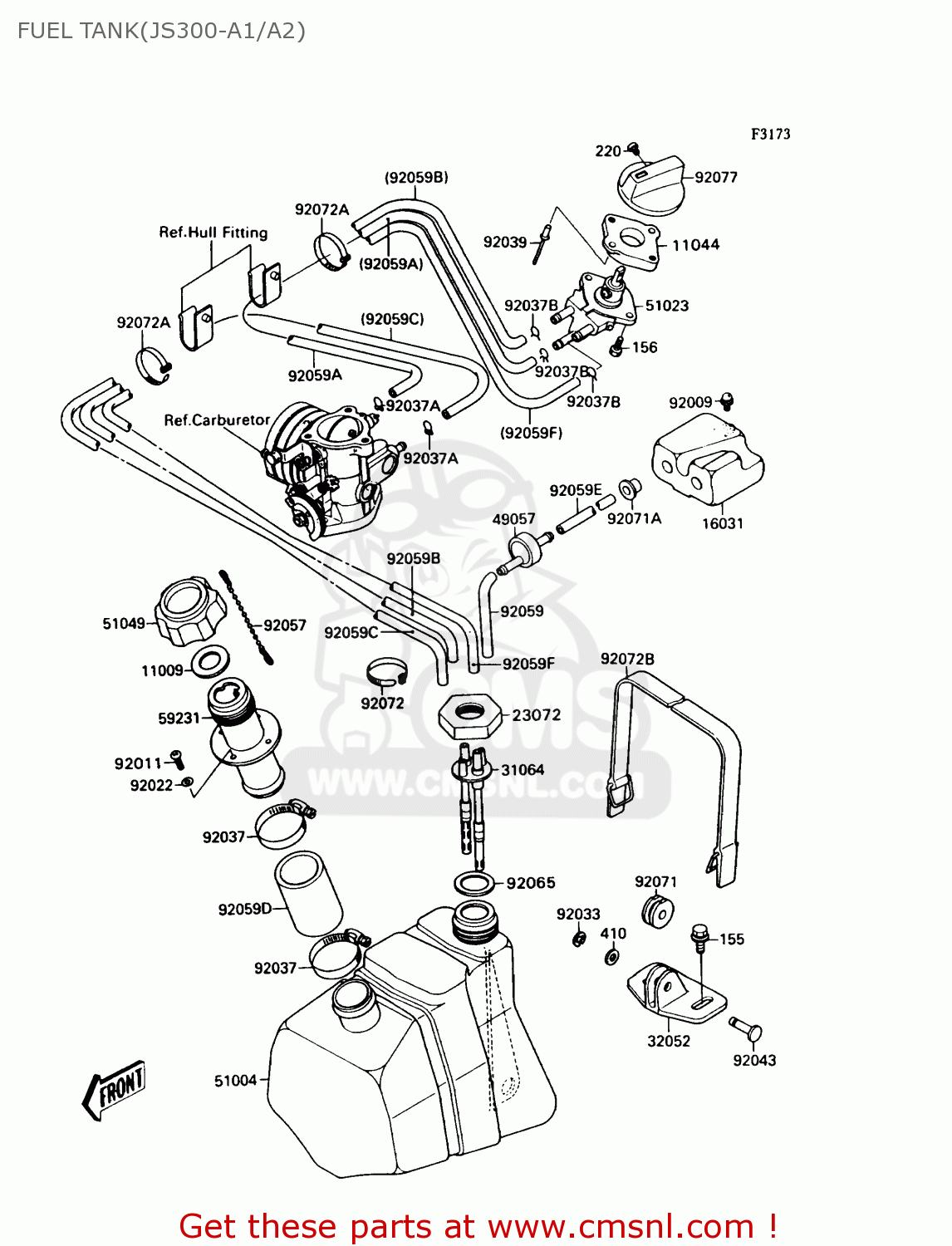 Kawasaki JS300A2 JETSKI300SX 1988 USA FUEL TANK(JS300A1/A2) buy
