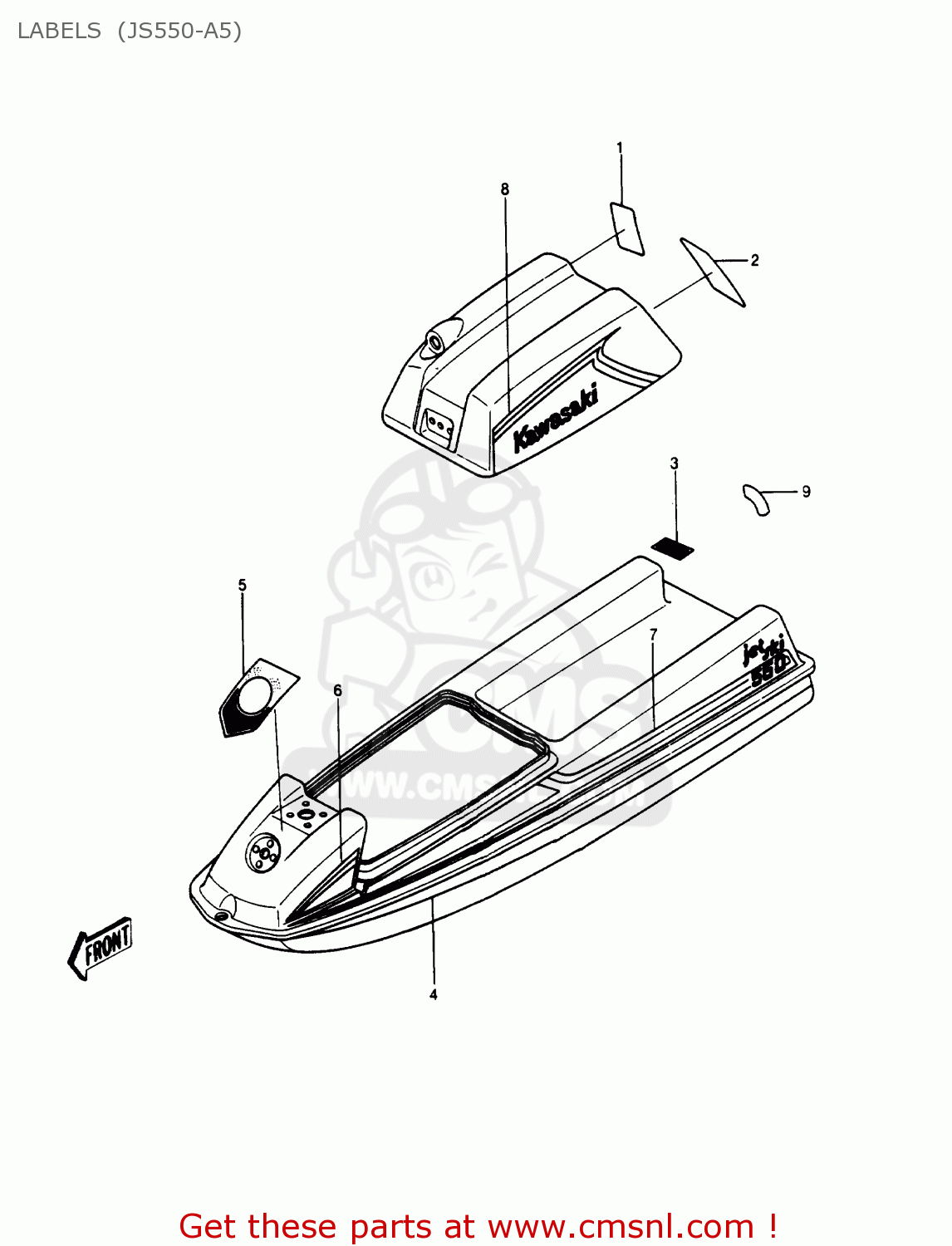 Kawasaki JS550-A5 JETSKI550 1986 USA LABELS (JS550-A5) - buy original ...
