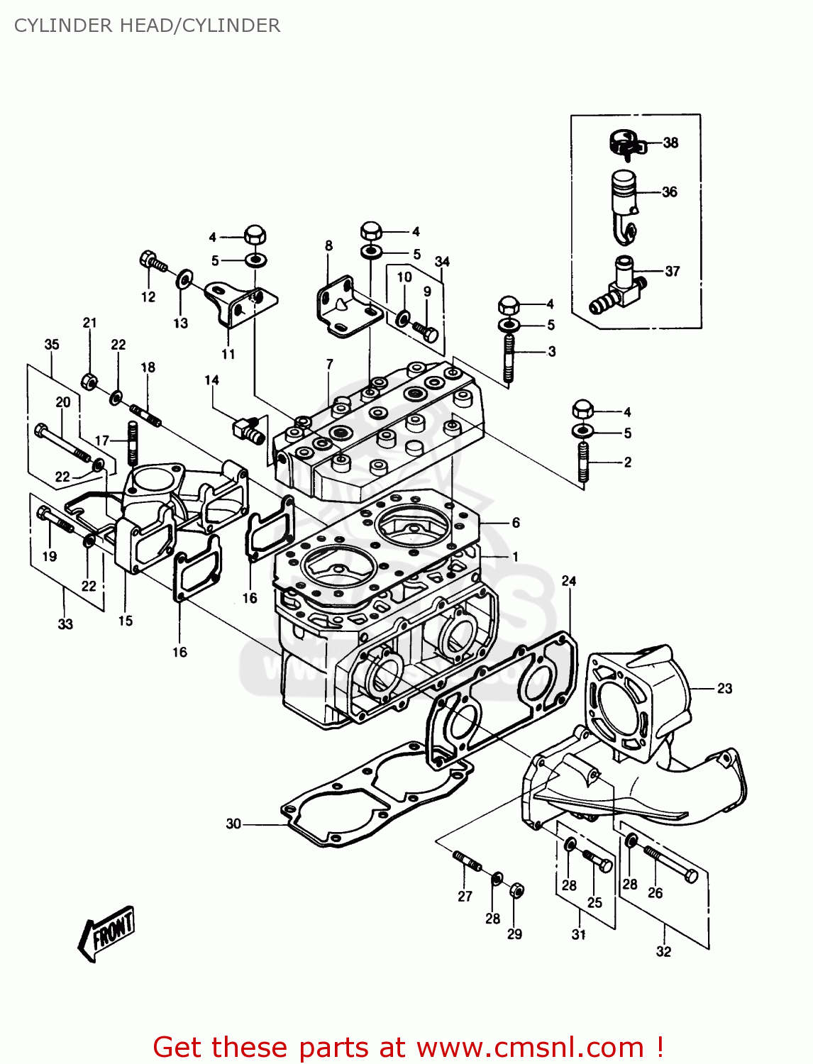 Kawasaki JS550-A6 JETSKI550 1987 USA CYLINDER HEAD/CYLINDER - buy ...