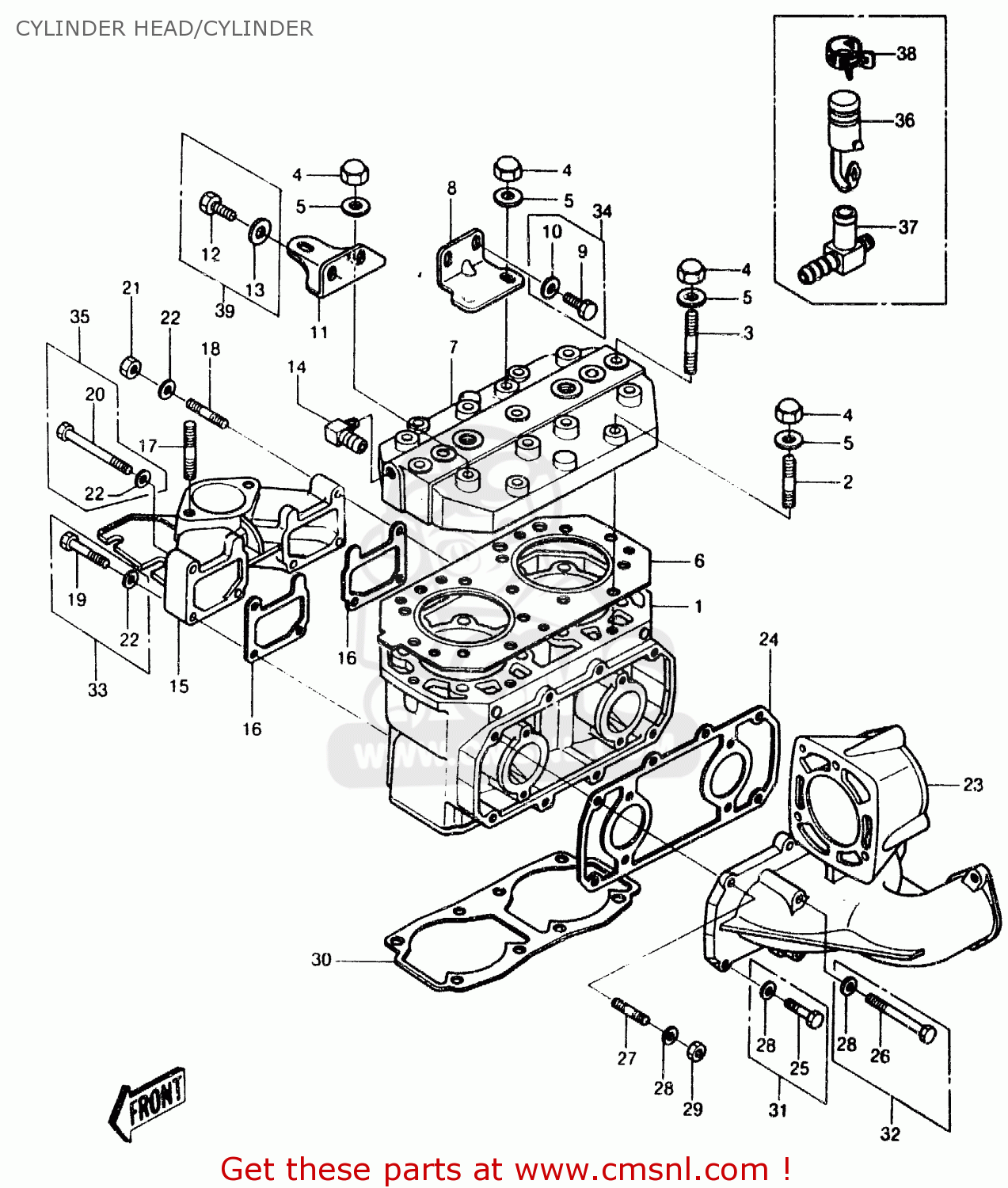 Kawasaki Js550-a8 Jetski550 1989 United Kingdom Fr Al It Cylinder Head 