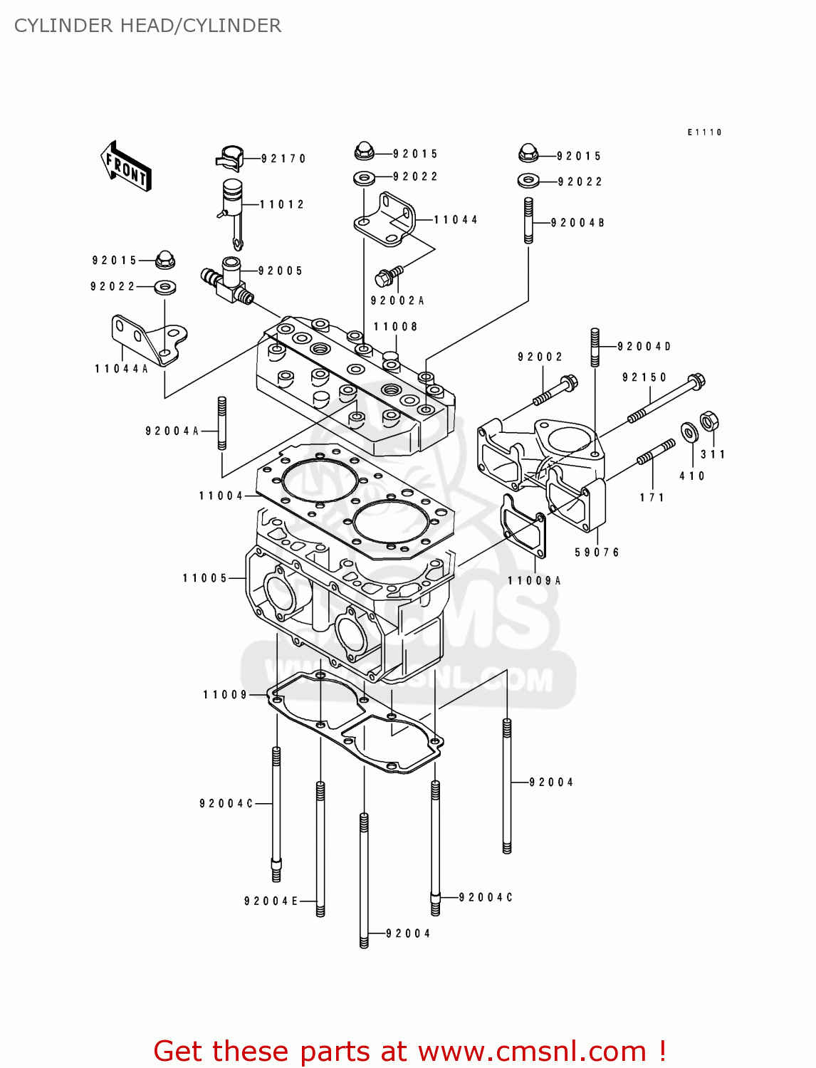 Kawasaki Js550-b1 Jetski550sx 1990 United Kingdom Fr Al Cylinder Head 