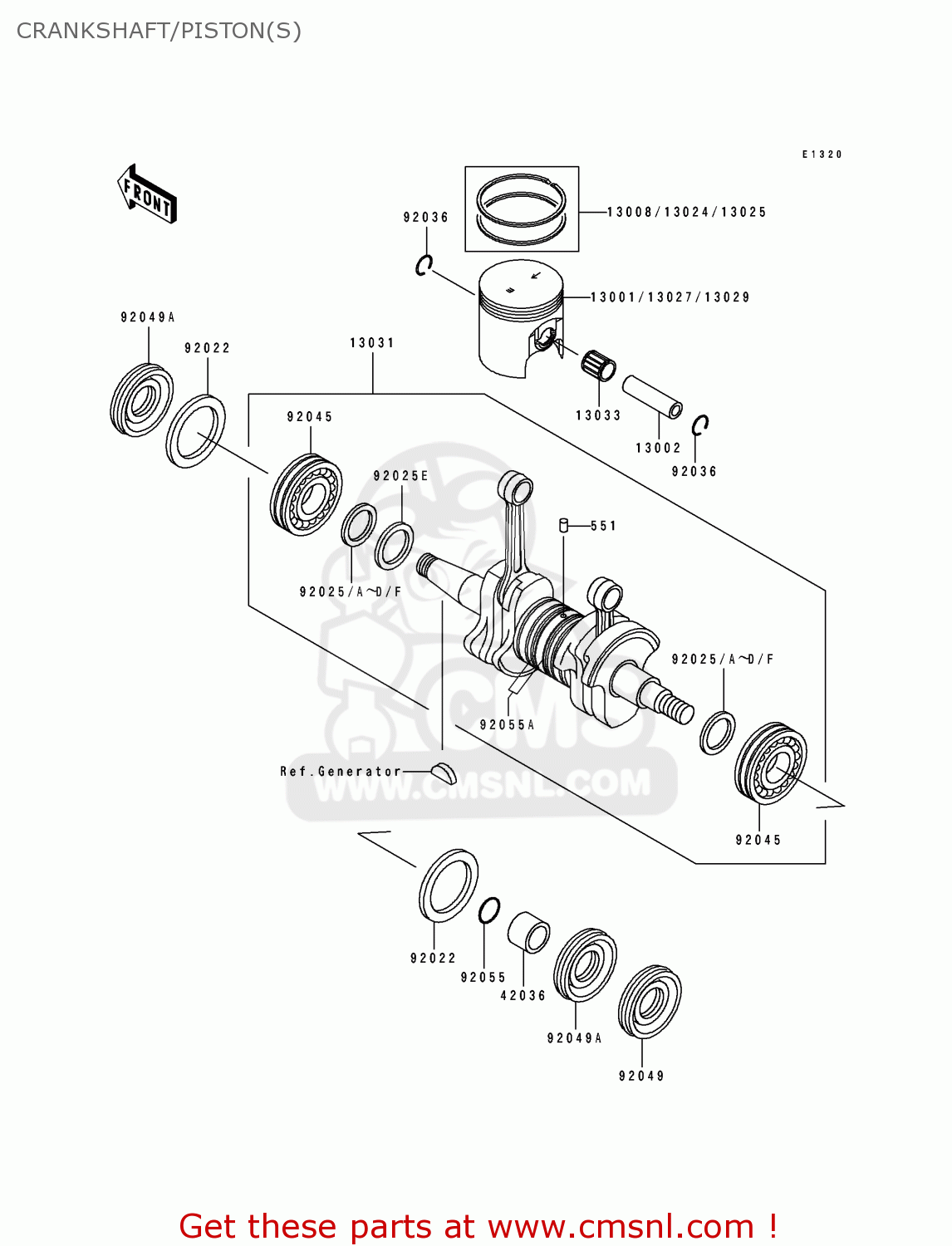 Kawasaki JS550C3 JETSKI550SX 1993 USA CANADA CRANKSHAFT/PISTON(S