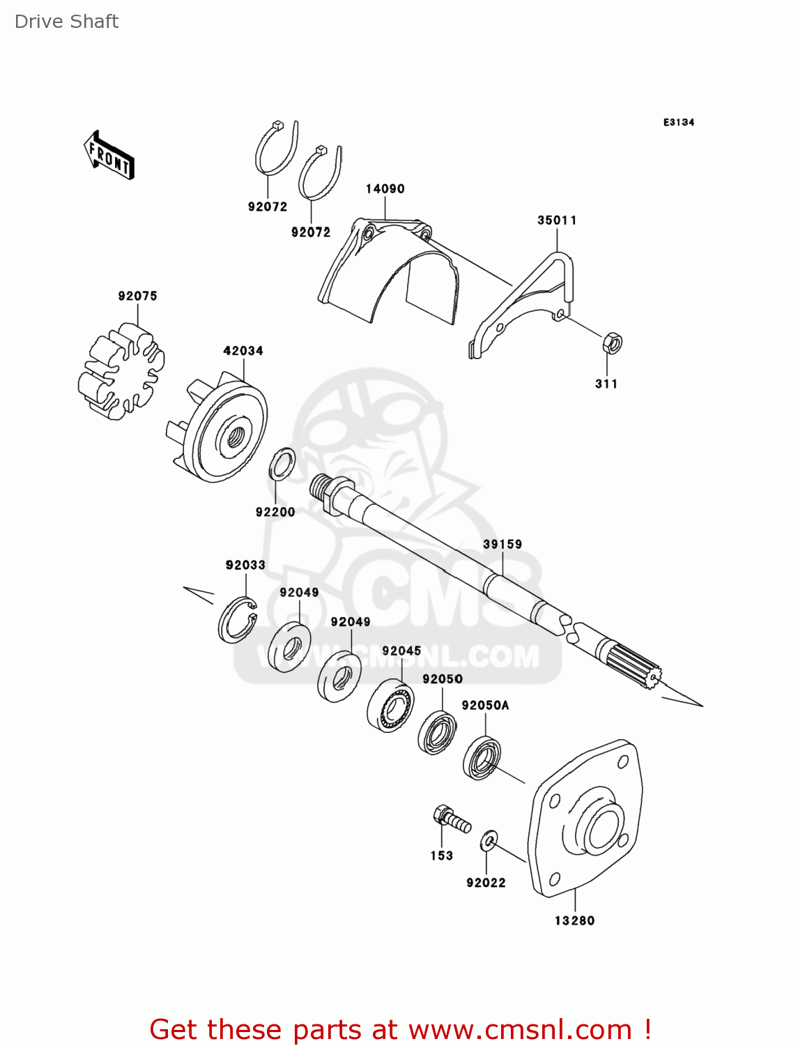 Kawasaki JS800-ABF JETSKI800 SX-R 2011 USA Drive Shaft - buy original Drive  Shaft spares online