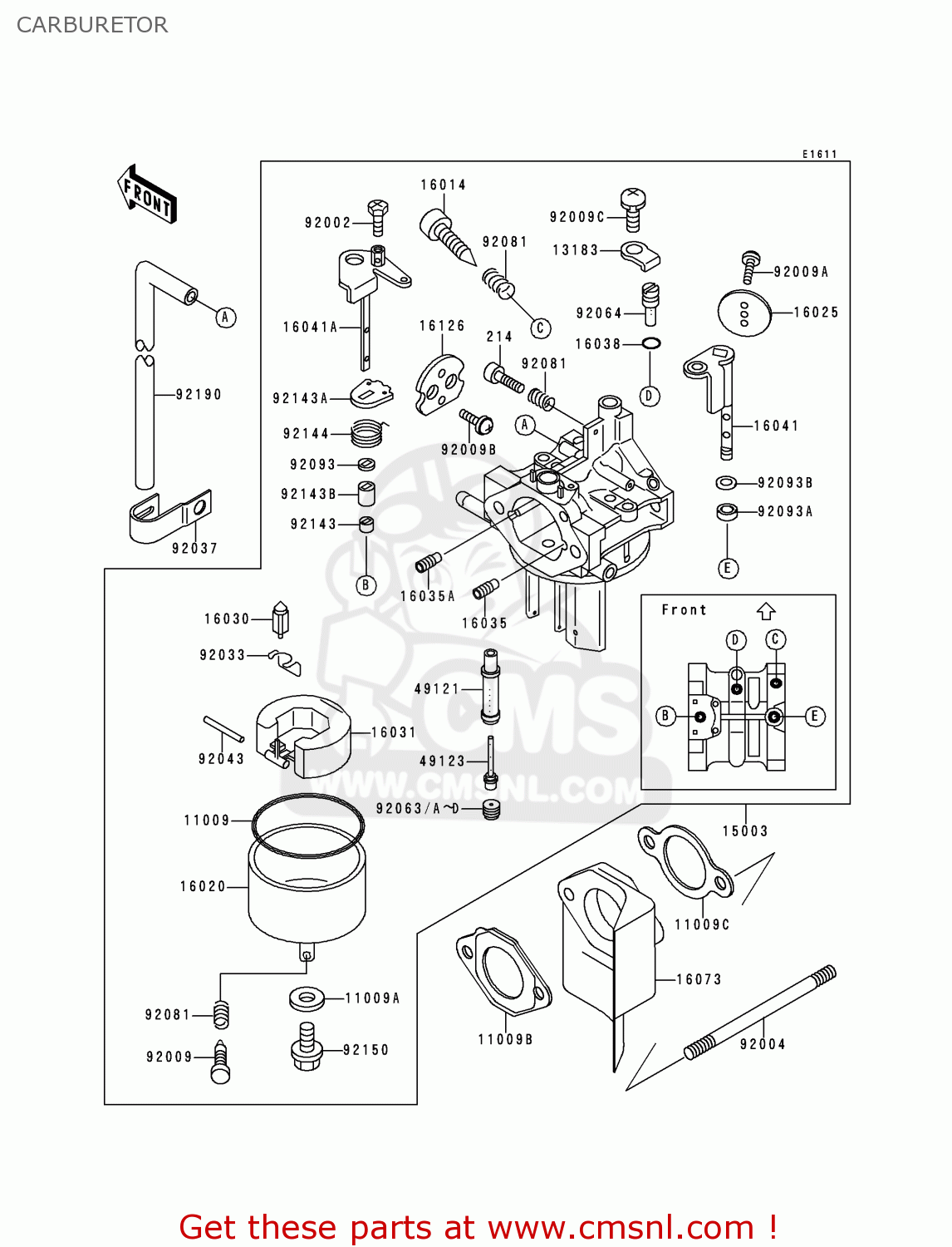 Kawasaki KAF300-B1 MULE500 1990 USA CARBURETOR - buy original ...