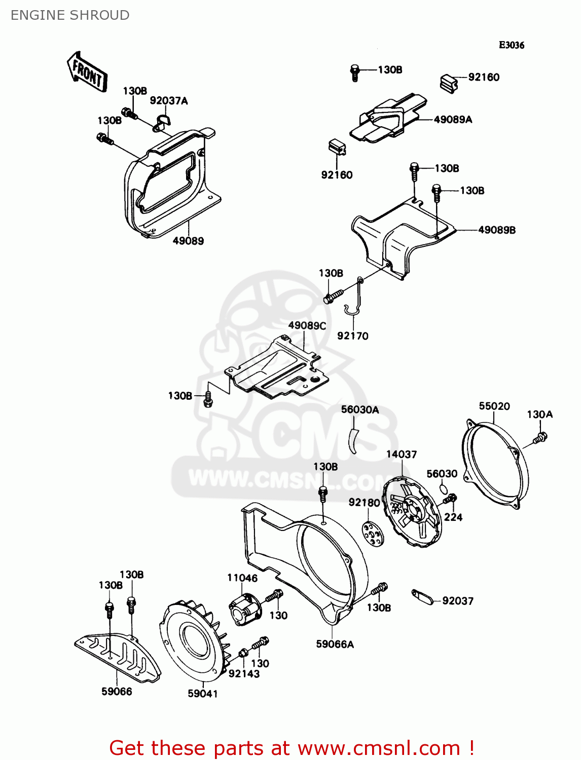 Kawasaki KAF540-E1 MULE2030 1990 USA ENGINE SHROUD - acheter des pièces ...
