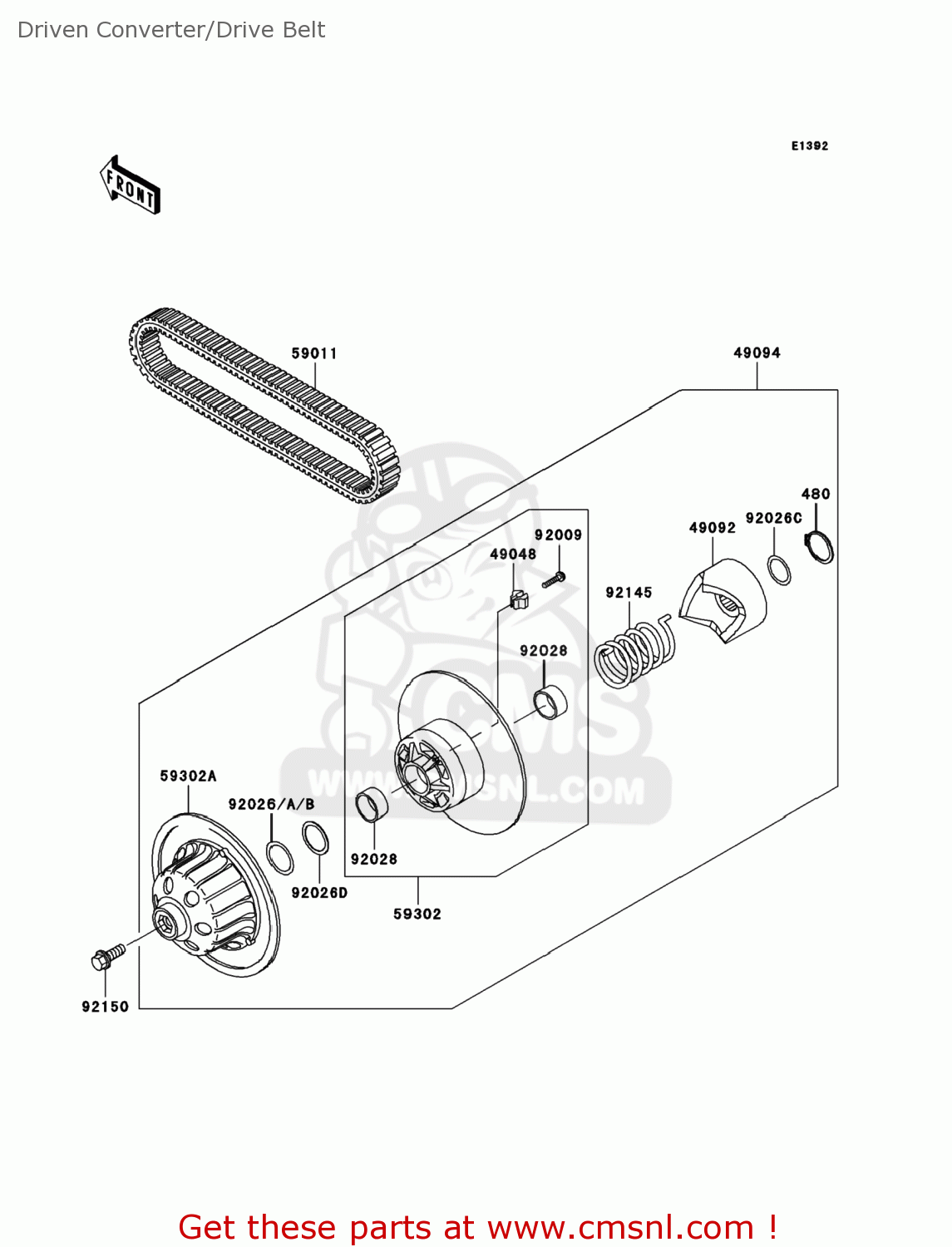 Kawasaki KAF620N9F MULE 4010 2009 USA / 4X4 Driven Converter/Drive Belt buy original Driven