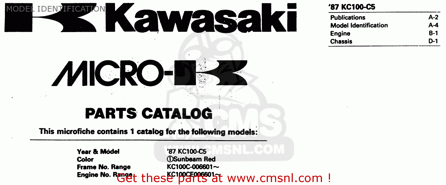 MODEL IDENTIFICATION KC100C5 1987 USA
