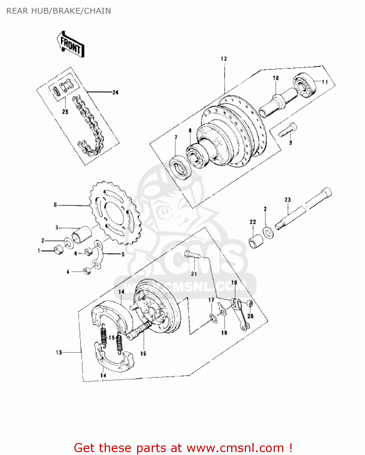 REAR HUB/BRAKE/CHAIN KD100-M1 1976 CANADA