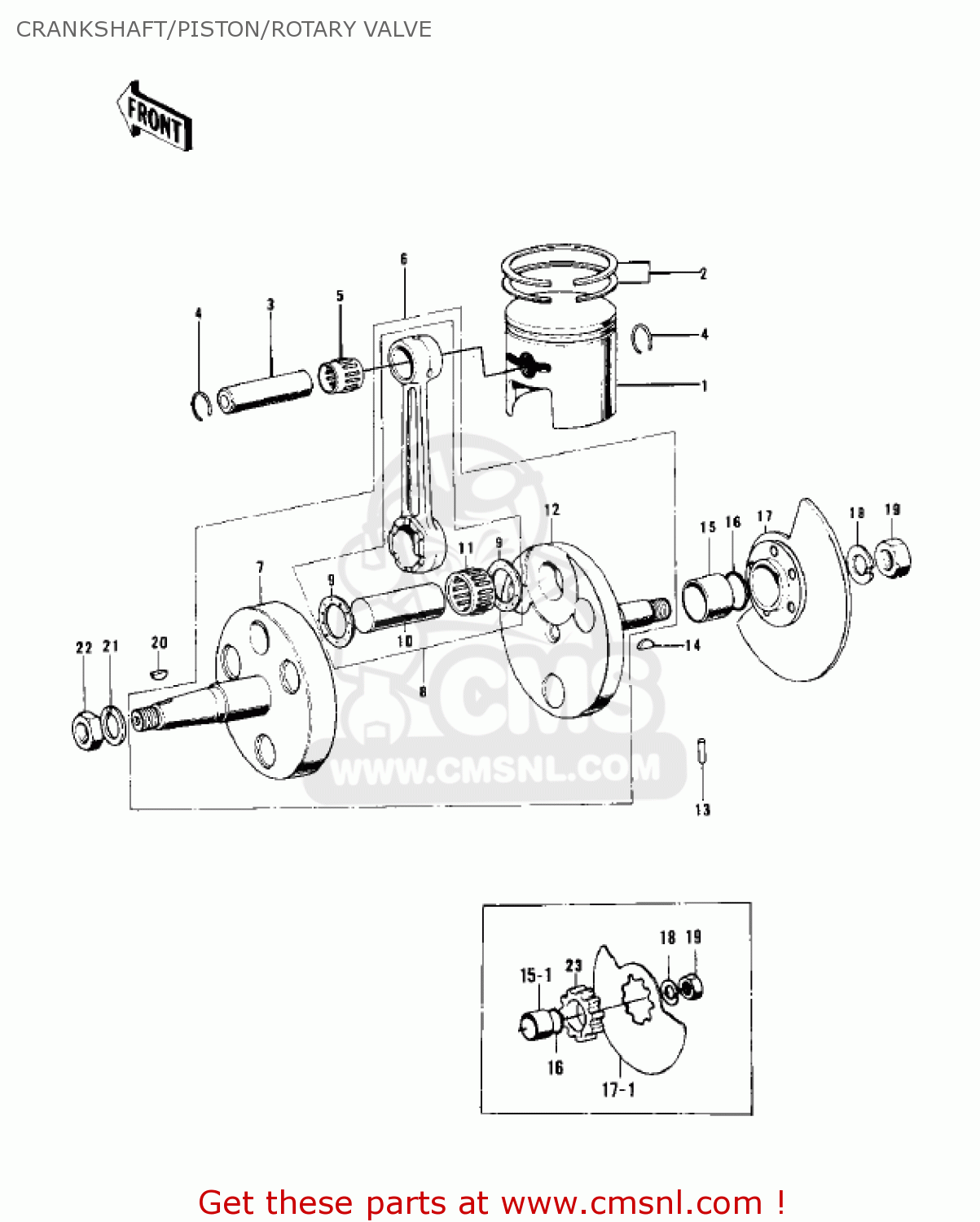 CRANKSHAFT/PISTON/ROTARY VALVE KD100-M1 1976 CANADA