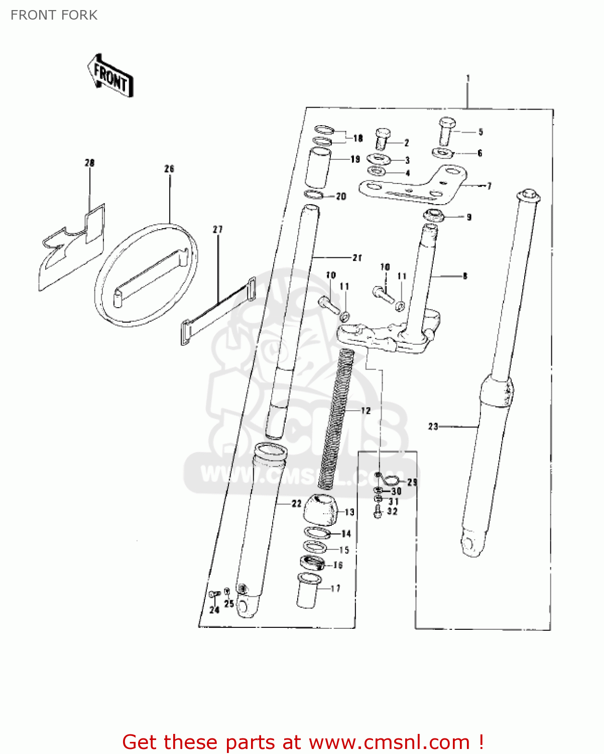 Kawasaki KD100M3 1977 CANADA FRONT FORK buy original FRONT FORK