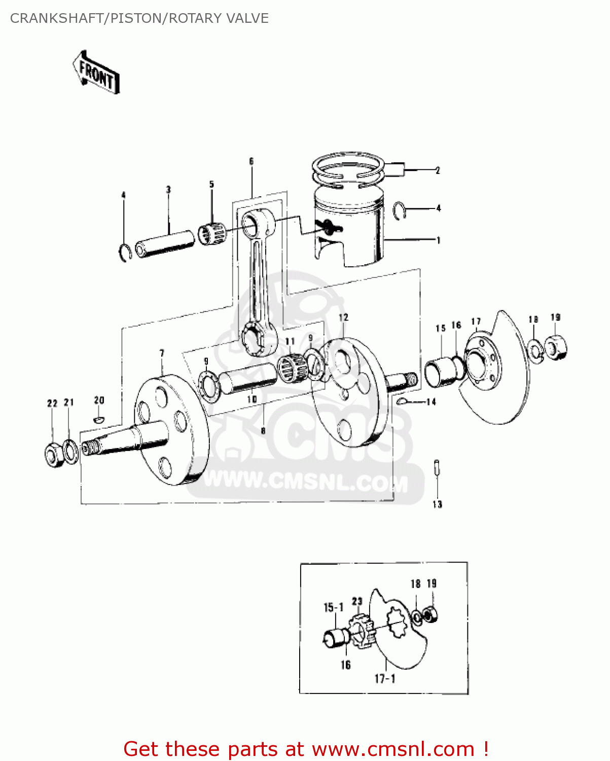 CRANKSHAFT/PISTON/ROTARY VALVE KD100-M3 1977 CANADA