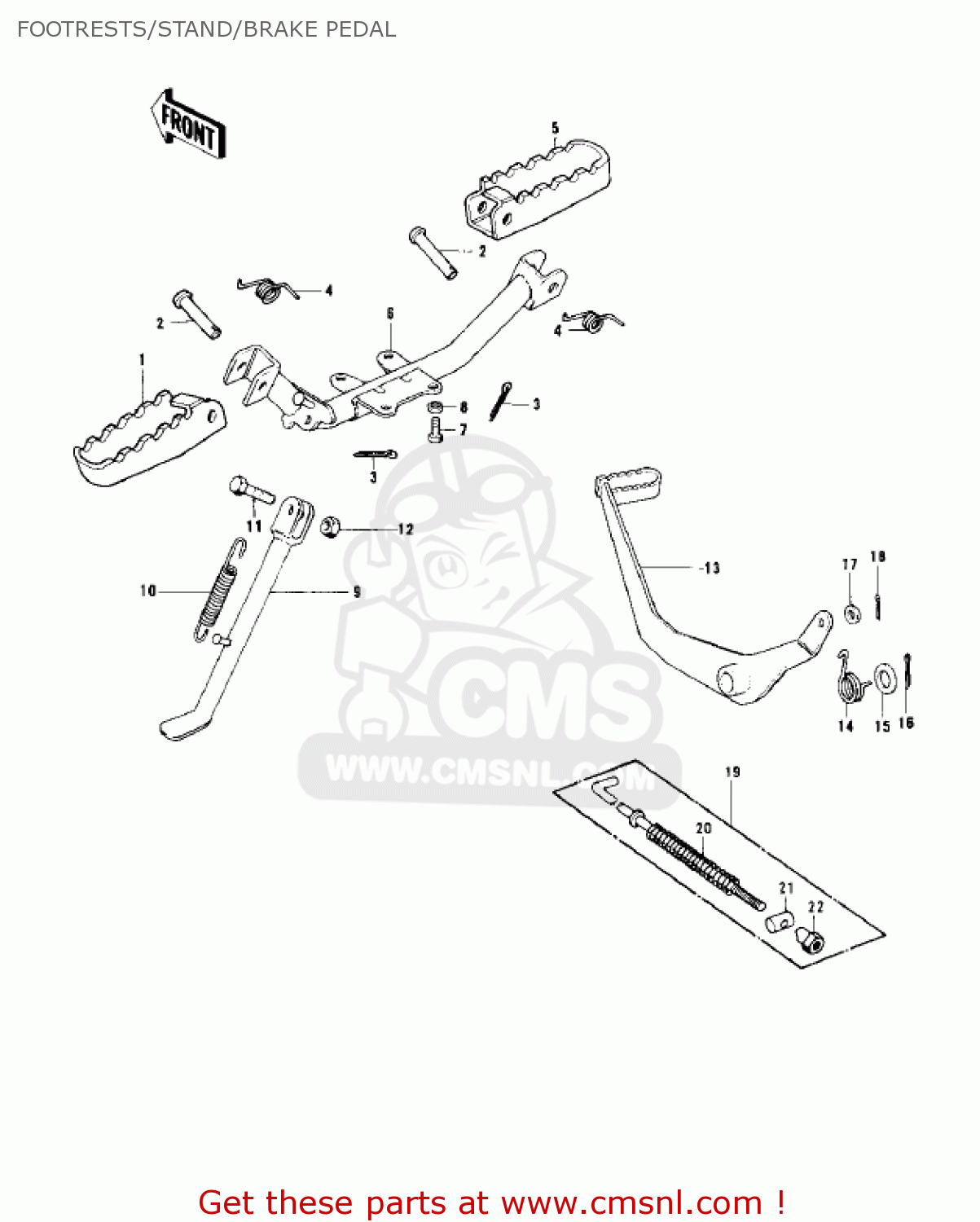 FOOTRESTS/STAND/BRAKE PEDAL KD100-M3 1977 CANADA