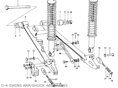 D-4-SWING ARM/SHOCK ABSORBERS - KD100-M3 1977 CANADA