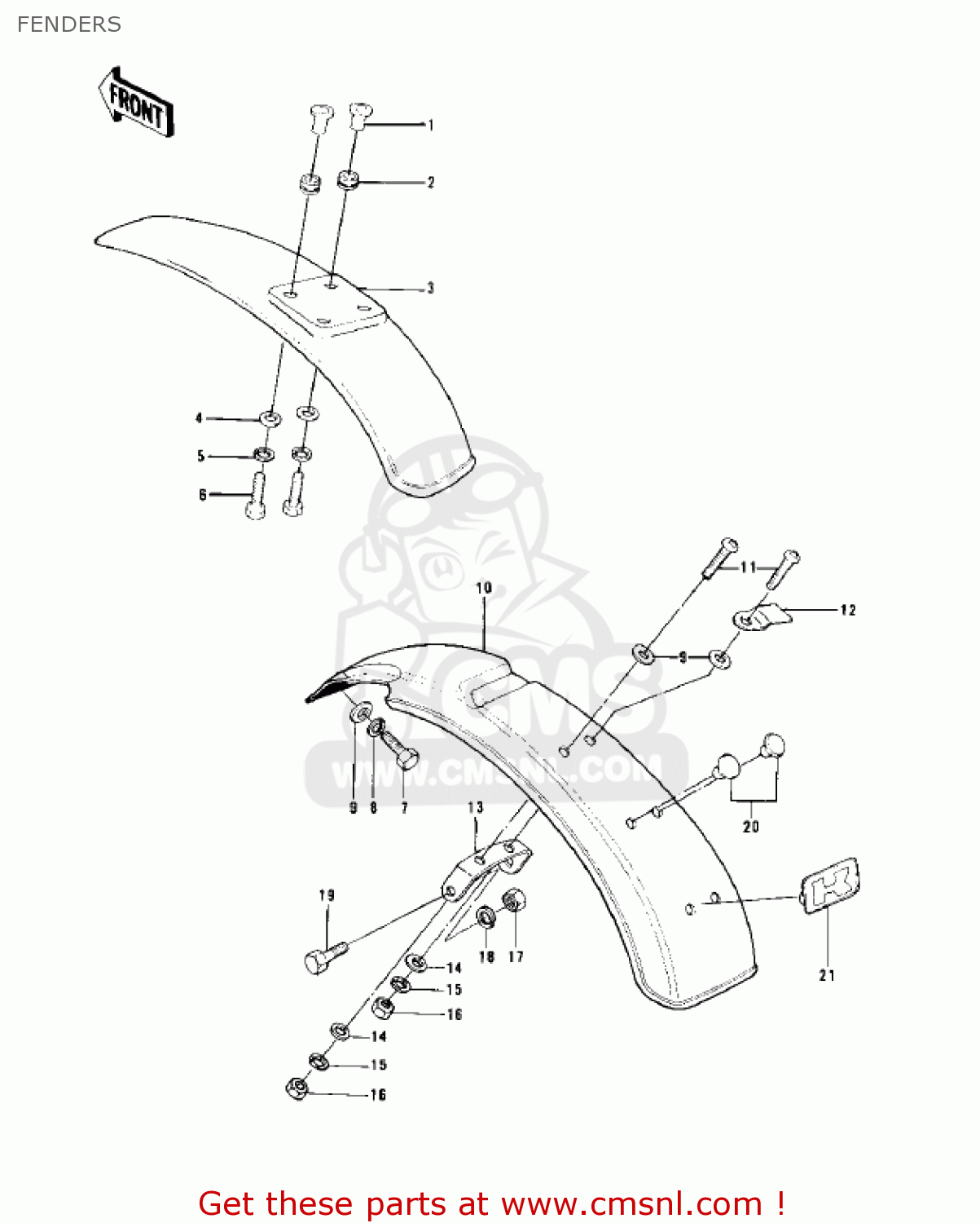 Kawasaki KD100M3 1978 CANADA FENDERS buy original FENDERS spares online