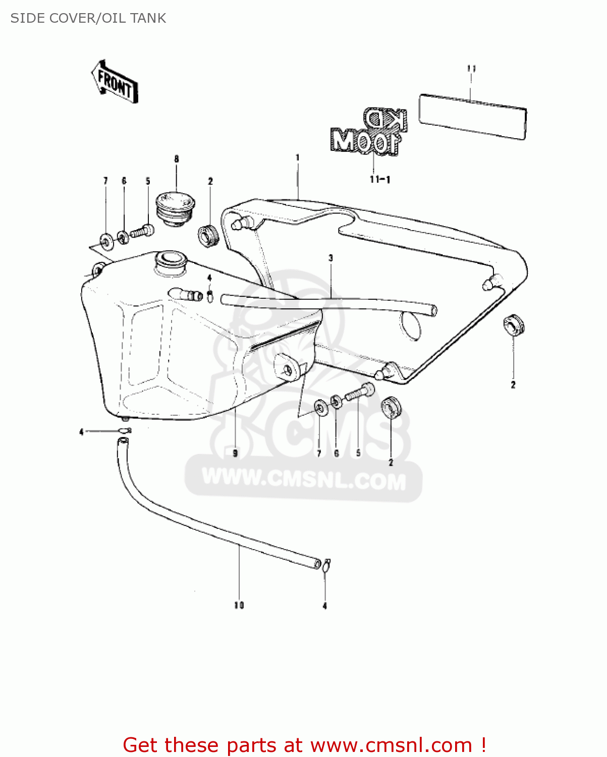 Kawasaki KD100-M3 1978 CANADA SIDE COVER/OIL TANK - buy original SIDE ...