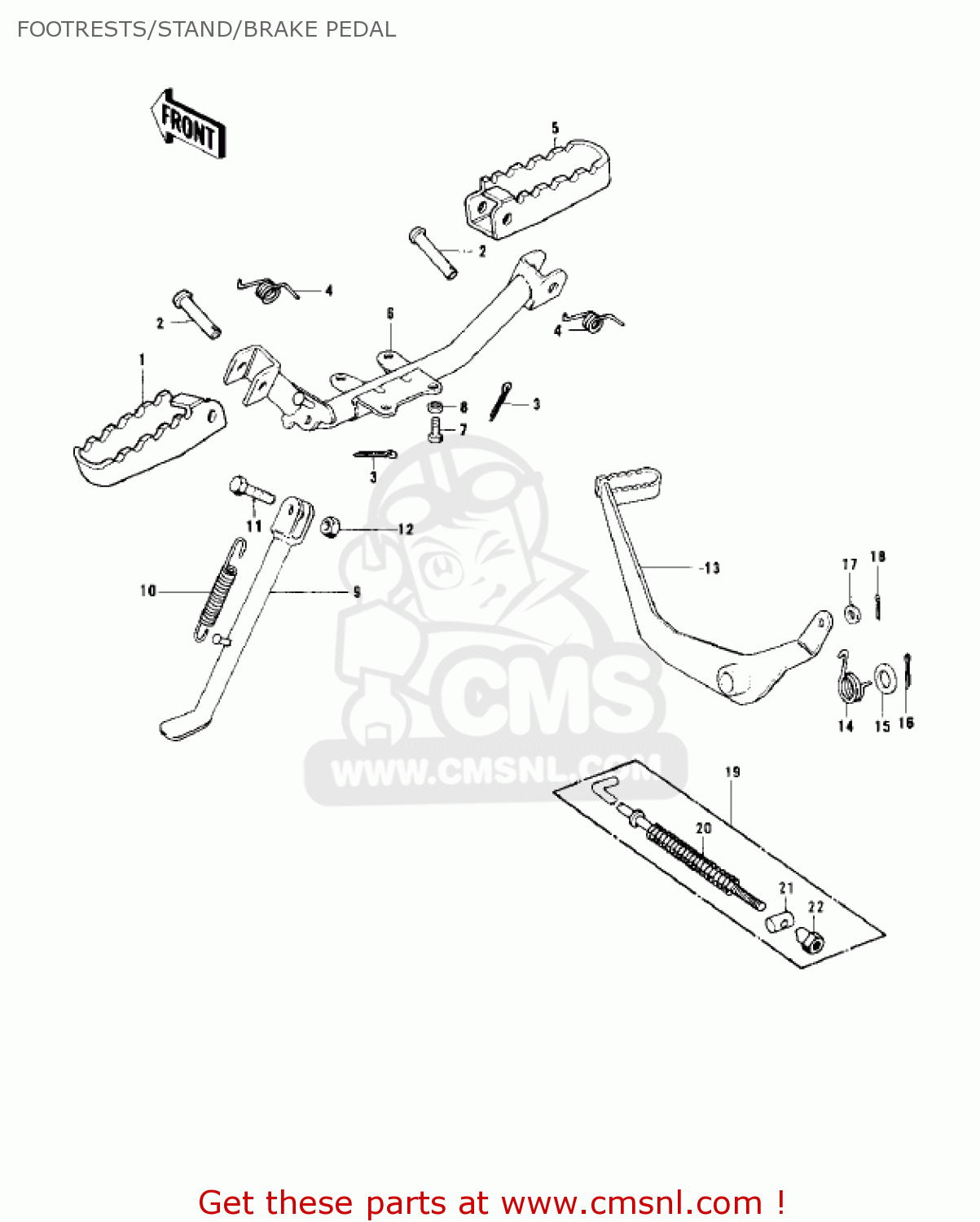 FOOTRESTS/STAND/BRAKE PEDAL KD100-M3 1978 CANADA