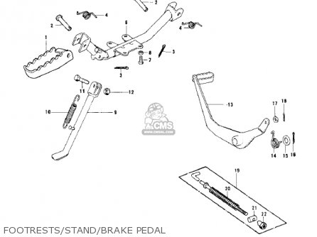 FOOTRESTS/STAND/BRAKE PEDAL - KD100-M3 1978 CANADA