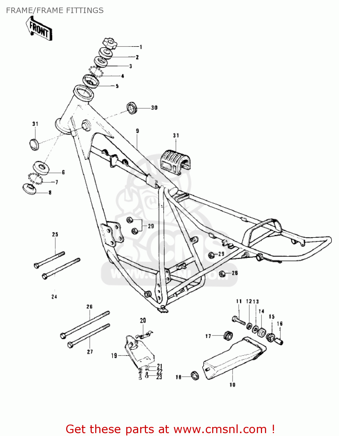 FRAME/FRAME FITTINGS KD125 1975 USA CANADA