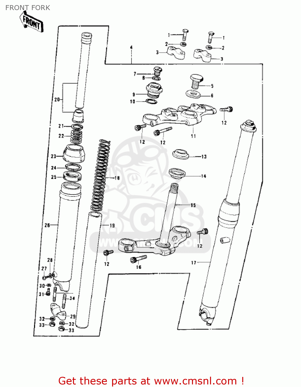FRONT FORK KD125 1975 USA CANADA