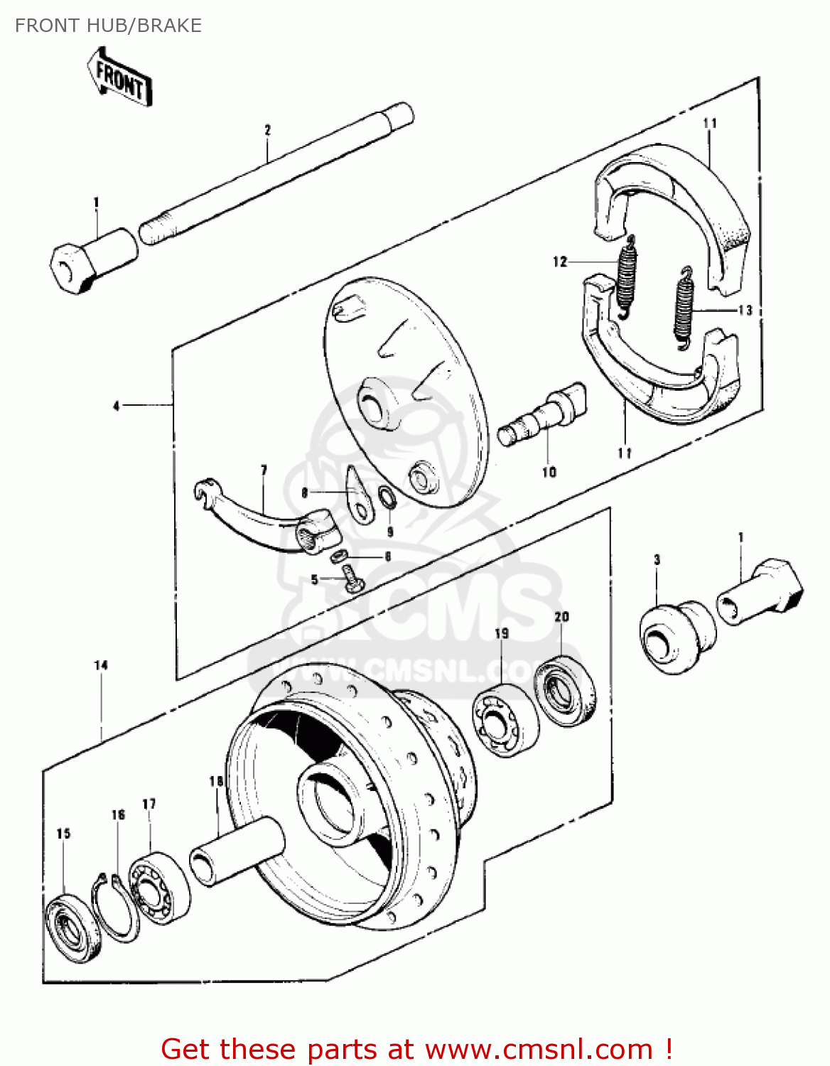 FRONT HUB/BRAKE KD125-A2 1976 USA CANADA