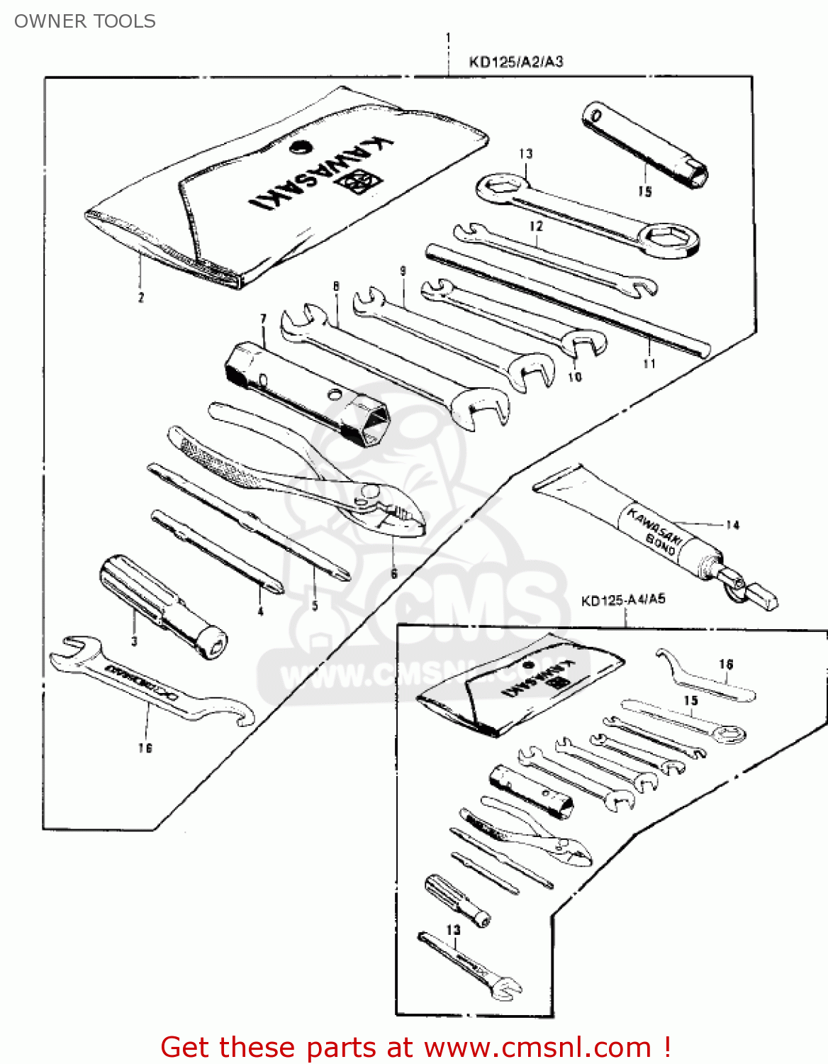 OWNER TOOLS KD125-A2 1976 USA CANADA