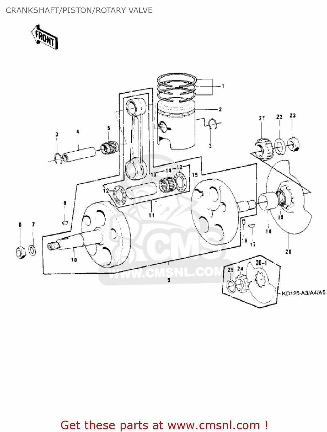 CRANKSHAFT/PISTON/ROTARY VALVE KD125-A2 1976 USA CANADA