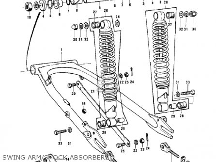 SWING ARM/SHOCK ABSORBERS - KD125-A2 1976 USA CANADA