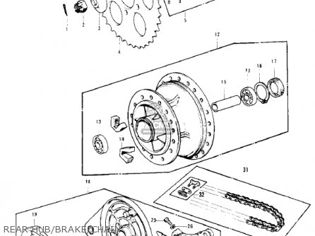 REAR HUB/BRAKE/CHAIN - KD125-A2 1976 USA CANADA