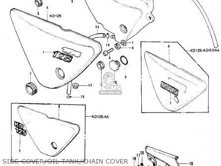 SIDE COVER/OIL TANK/CHAIN COVER - KD125-A2 1976 USA CANADA