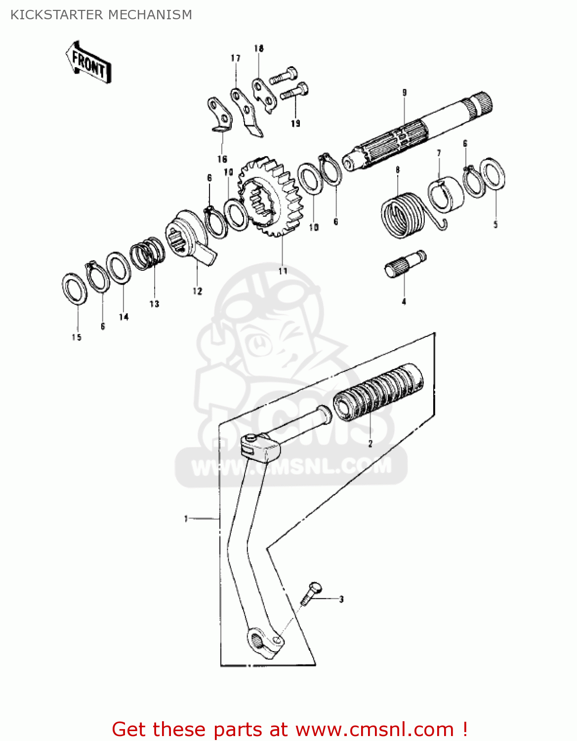 KICKSTARTER MECHANISM KD125-A3 1977 USA CANADA