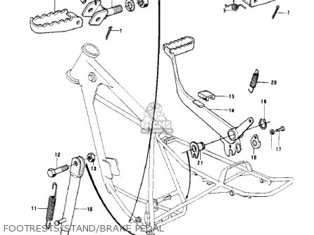 FOOTRESTS/STAND/BRAKE PEDAL - KD125-A3 1977 USA CANADA