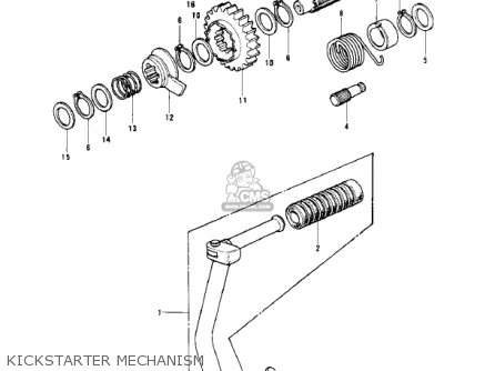 KICKSTARTER MECHANISM - KD125-A3 1977 USA CANADA