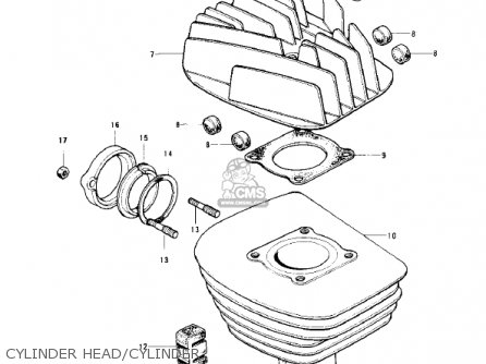 CYLINDER HEAD/CYLINDER - KD125-A3 1977 USA CANADA