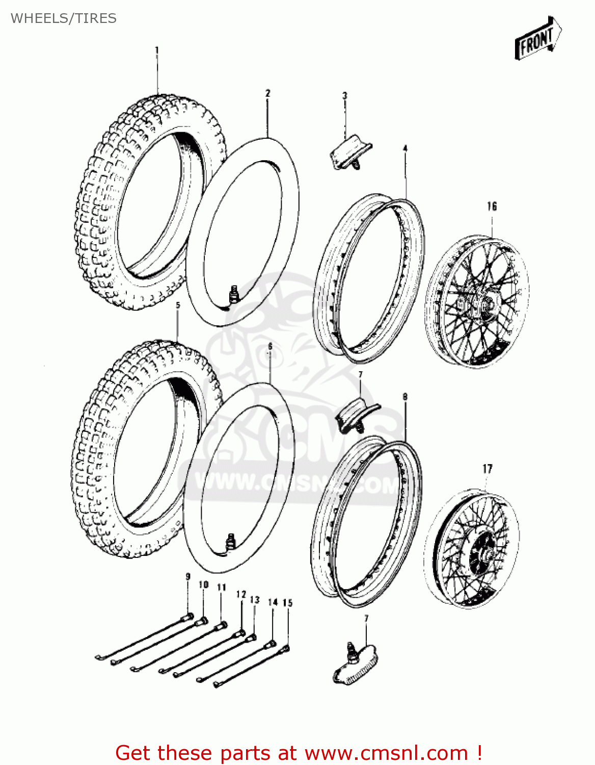 WHEELS/TIRES KD125-A4 1978 USA CANADA