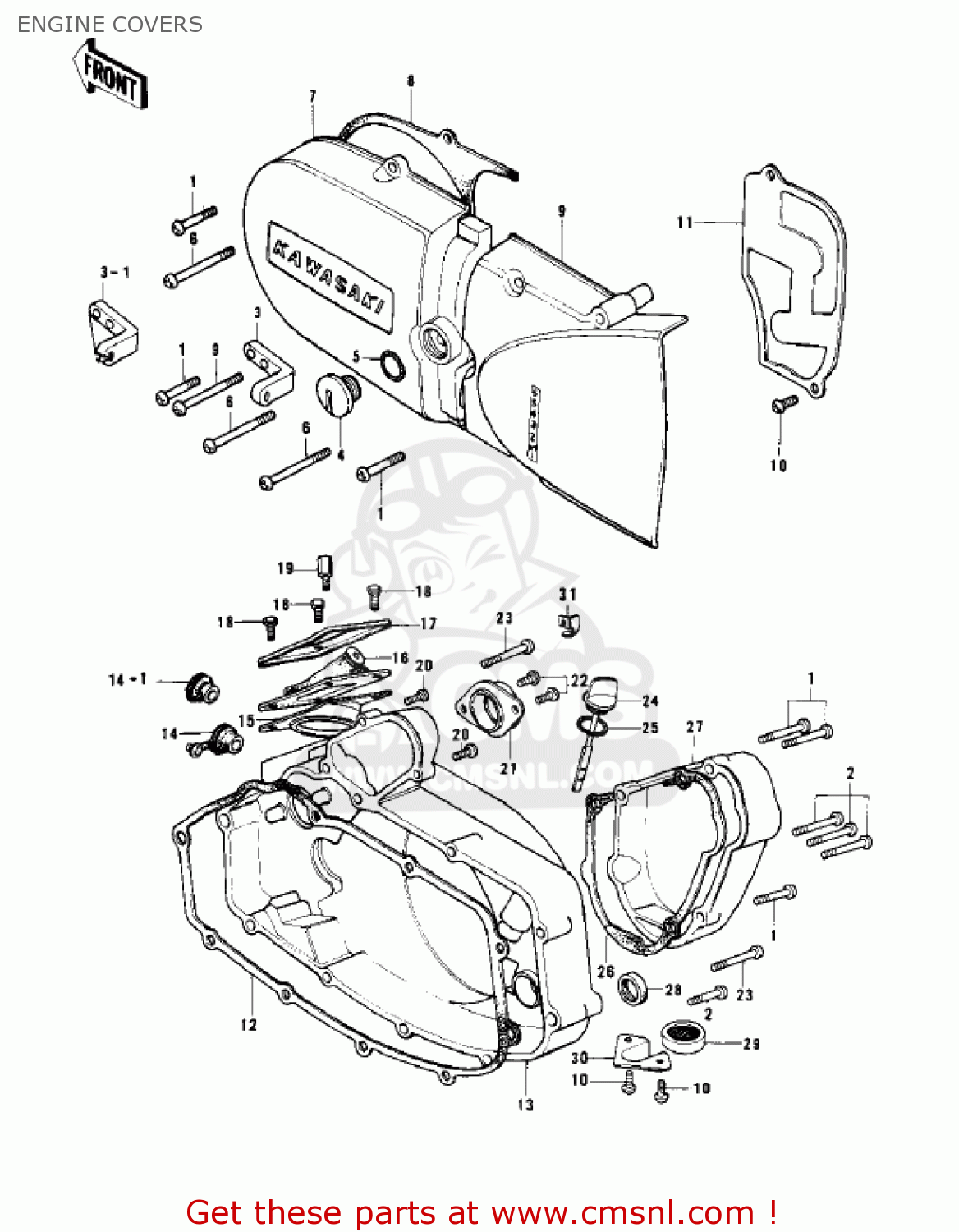 ENGINE COVERS KD125-A4 1978 USA CANADA