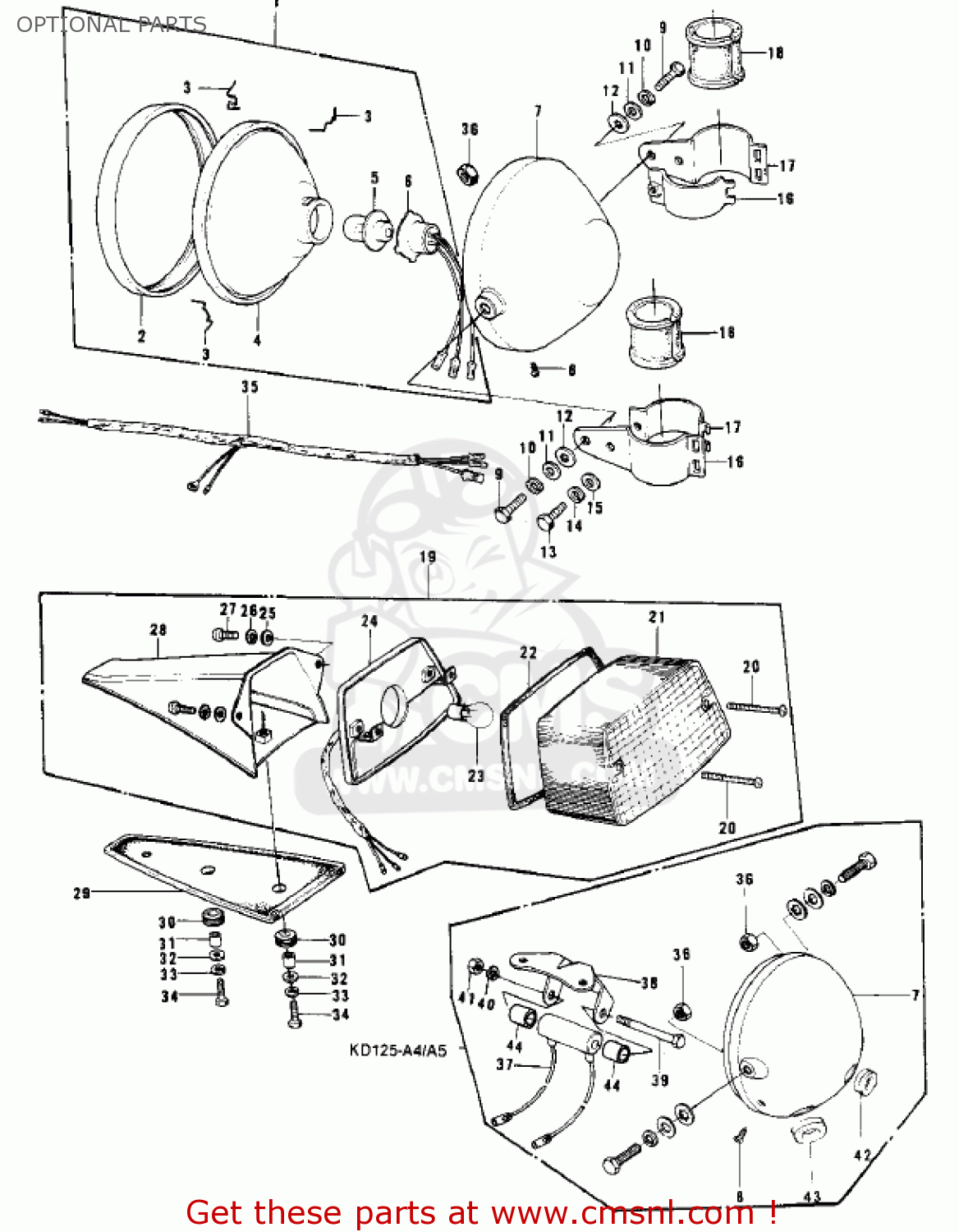 OPTIONAL PARTS KD125-A4 1978 USA CANADA